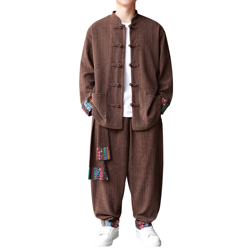 新中式R民族风麦穗纹灯芯绒夹克外套舞蹈套装男TZ129-P150控178,男装休闲套装,电商A005