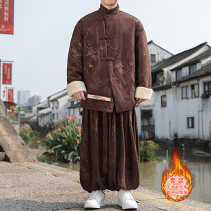 新中式AS龙纹灯芯绒羊羔毛夹克棉衣服保暖套装男TZ131-P203控228图片