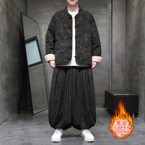 羊羔毛J加绒加厚双面保暖夹克树叶灯芯绒套装男TZ38-P203控238图片