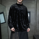 暗黑舞台演出垂感堆堆领E金丝绒打底衫保暖内穿T恤男T20-P65控78，男装T恤，电商A005