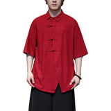 风U衬衫男士斜门襟冰丝条纹理垂感短袖外套男CS30-P68控88，男装T恤，电商A005