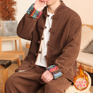 新中式A麦穗羊羔毛加绒加厚双面穿棉服夹克棉衣男JK21-P135控158图片