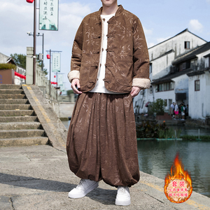 羊羔毛O加绒加厚双面保暖夹克树叶灯芯绒套装男TZ38-P203控238图片