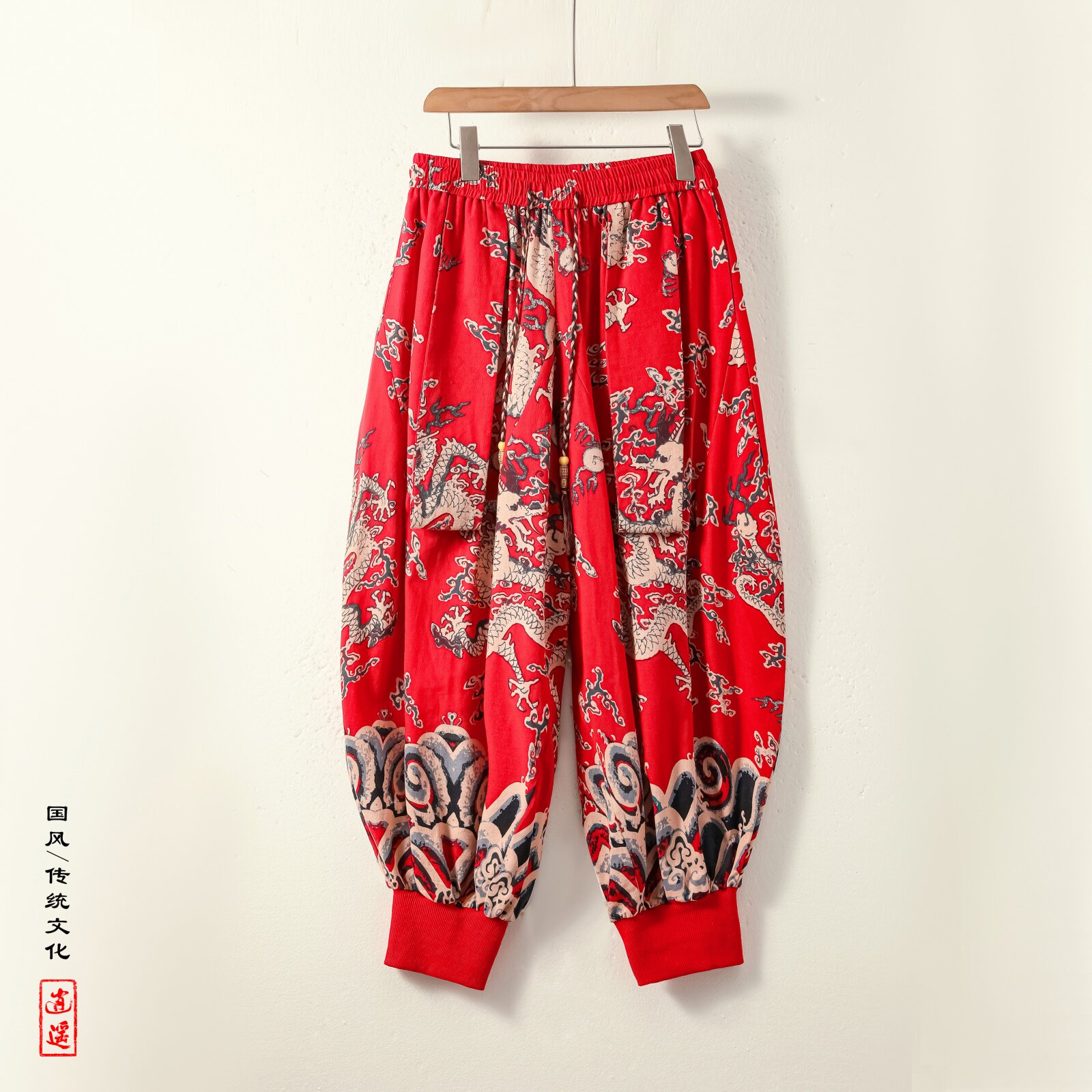 超大码8XL风小众设计龙纹九分裤哈伦裤飞鼠裤K268-P58控78，男装休闲裤，电商A005