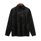 暗黑舞台演出垂感堆堆领M金丝绒打底衫保暖内穿T恤男T20-P65控78，男装T恤，电商A005