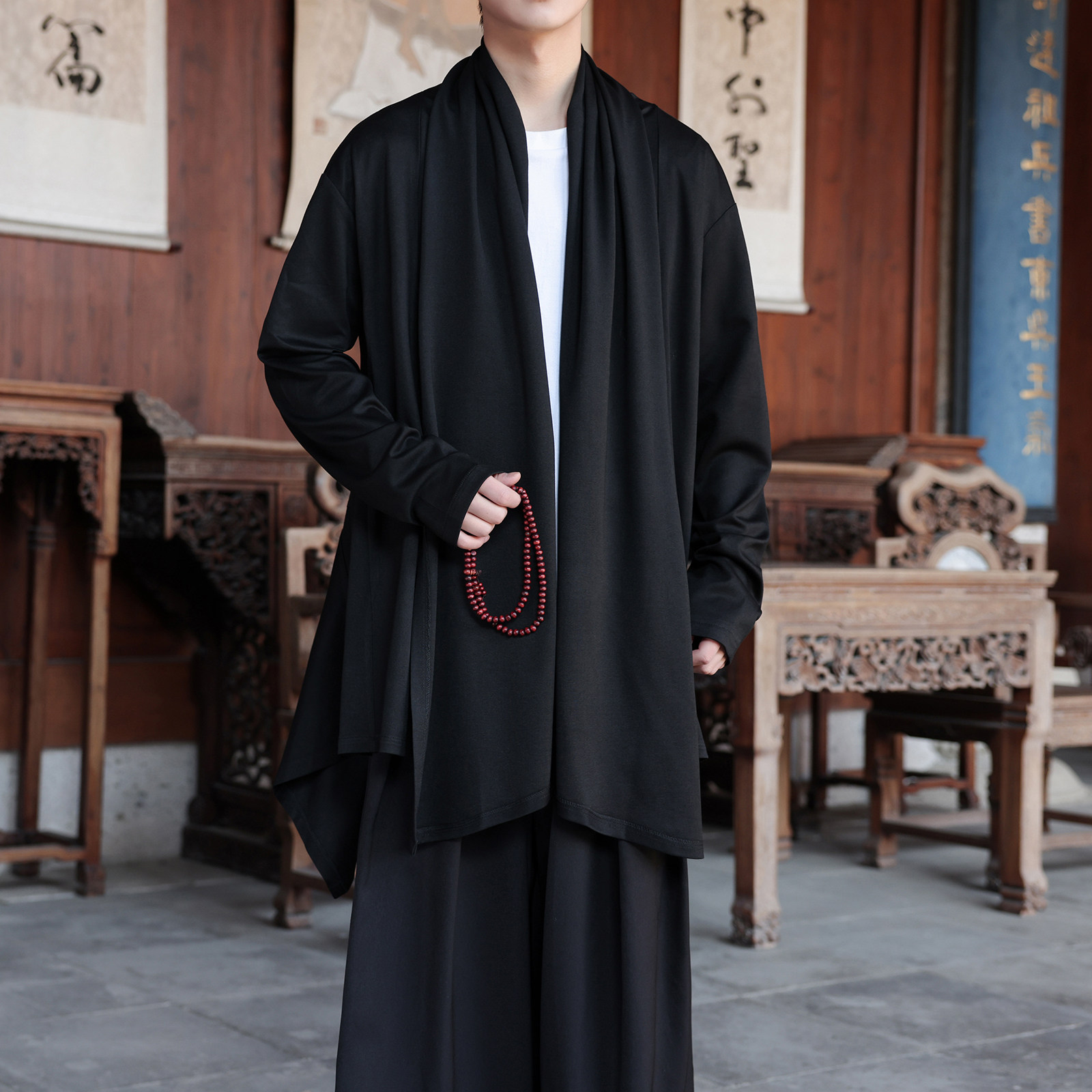 暗黑系高级感风衣大码中长款风衣垂感披风斗篷开衫FY10-P95控118，男装风衣，电商A005