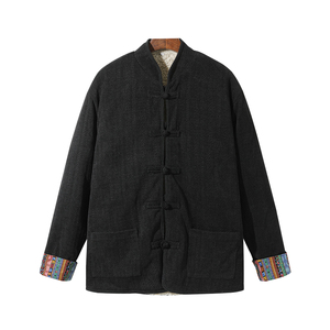 新中式AA麦穗羊羔毛加绒加厚双面穿棉服夹克棉衣男JK21-P135控158图片