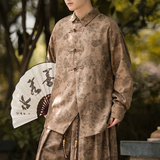 新中式E风暗黑盘扣设计小众暗花灯芯绒衬衫t恤男CS08-P68控88，男装T恤，电商A005