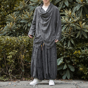 新中式K破洞不规则领堆堆领披风t恤束脚裤套装男TZ31-P143控168，男装T恤，电商A005