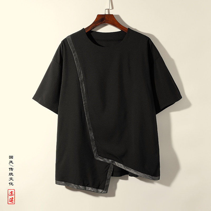 风A中式不规则冰丝暗黑舞台服装表演半袖t恤男T26-P55控78,男装T恤,电商A005