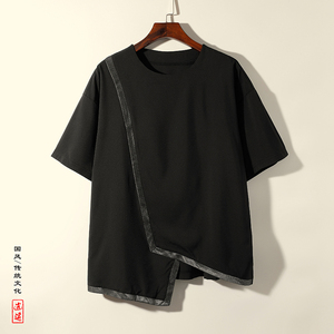 风A中式不规则冰丝暗黑舞台服装表演半袖t恤男T26-P55控78