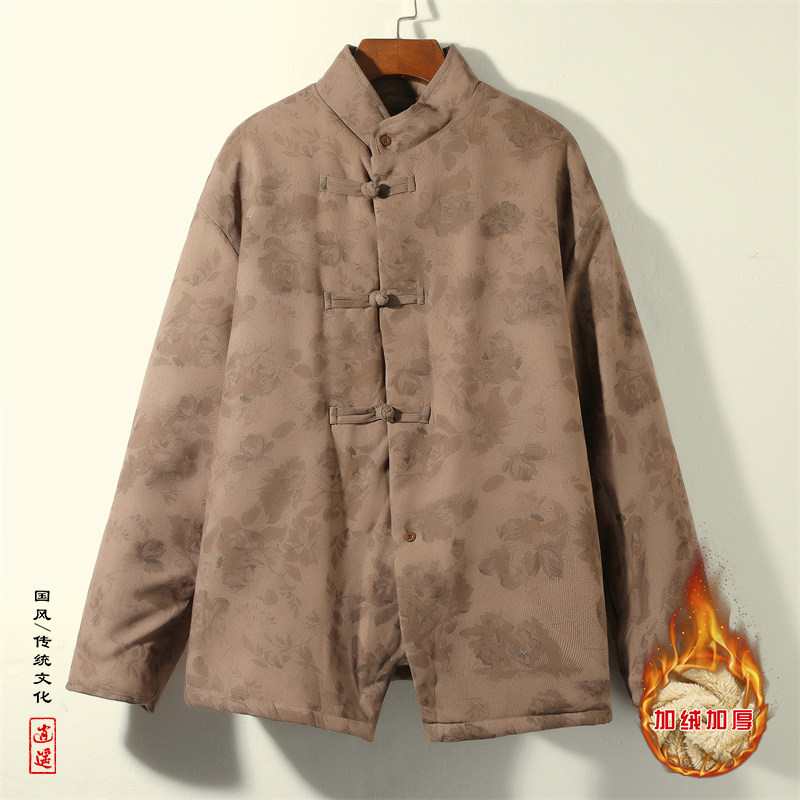 新中式R风盘扣暗花灯芯绒羊羔毛夹克棉衣服男JK16-P135控158,男装夹克,电商A005