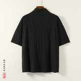 风I新中式风高领盘扣破洞镂空乞丐装冰丝t恤T35-P68控88，男装T恤，电商A005