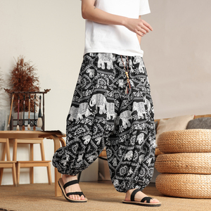 超大码8XL风泰大象垂感折褶小众设计阔腿裤男K275-P68控88，男装休闲裤，电商A005