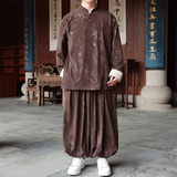 新中式W龙纹灯芯绒中山装夹克外套束脚裤套装男TZ132-P173控198，男装休闲套装，电商A005