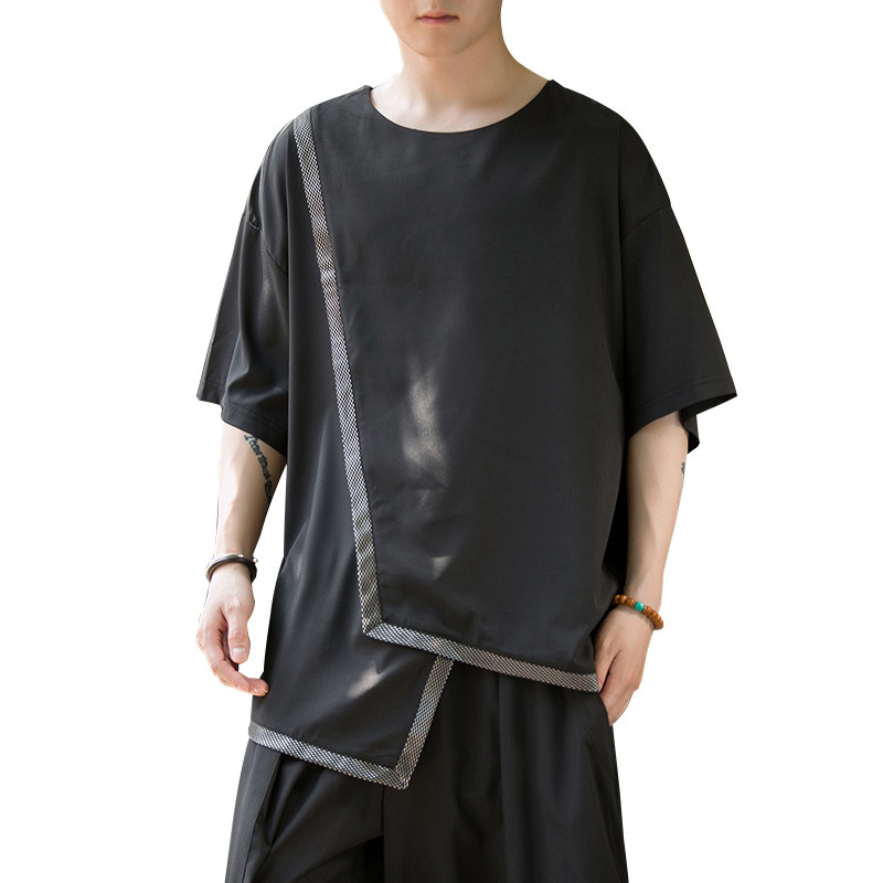 风C中式不规则冰丝暗黑舞台服装表演半袖t恤男T26-P55控78,男装T恤,电商A005
