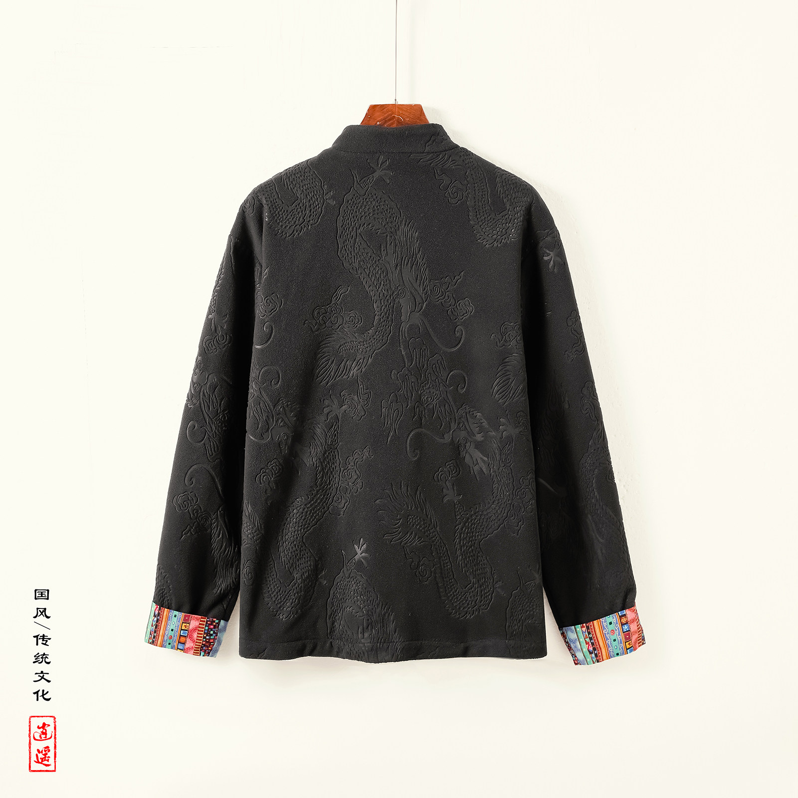 风H新中式奥利绒羊羔毛龙纹暗花盘扣夹克外套男JK28-P88控108,男装夹克,电商A005
