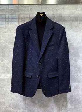 冬季新款高级感修身加厚羊毛西装外套男士休闲正装痞帅单西服高端