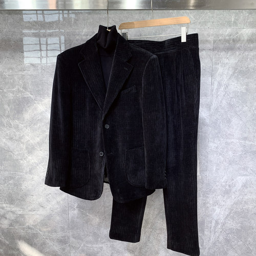 新郎结婚高级感灯芯绒加厚西装