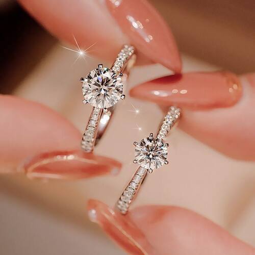 新款高档一克拉活口婚戒一对