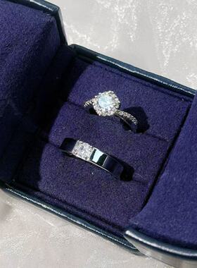 仿真情侣对戒结婚婚礼一对开口可调节小众设计男女假钻戒交换仪式