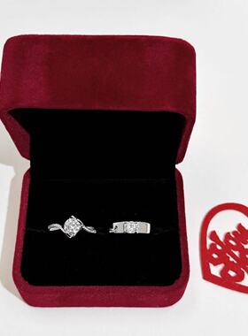 莫桑石戒指 仿真婚戒对戒情侣款礼盒装戒指女戒指活口奢华高级感