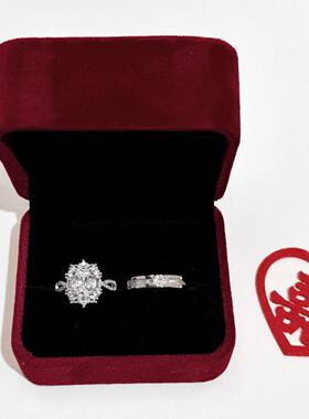 莫桑石戒指 仿真婚戒对戒鸽子蛋风格情侣戒指奢华高级感交换仪式