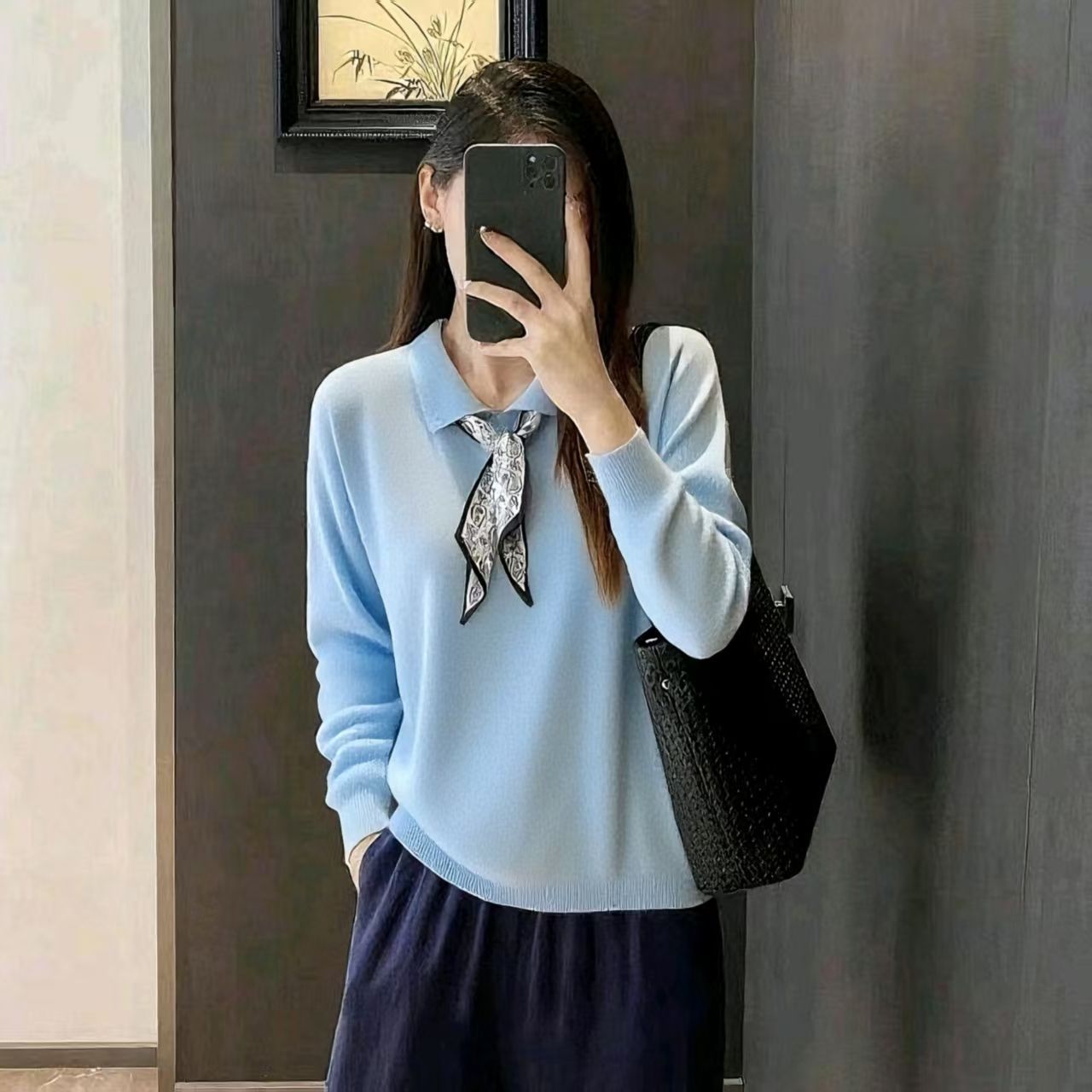 250斤大码女装早秋新款胖妹妹翻领针织开衫韩系气质百搭长袖上衣