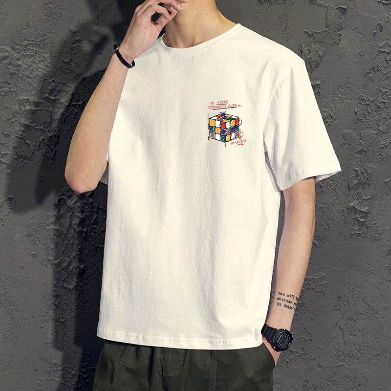 夏季棉纯色男士短袖t恤圆领半袖上衣服黑白色男装打底衫体恤小衫