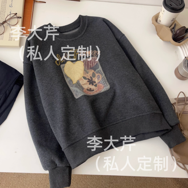 精致油画风刺绣卫衣  加绒厚款设计感宽松显瘦时尚百搭潮流不过时