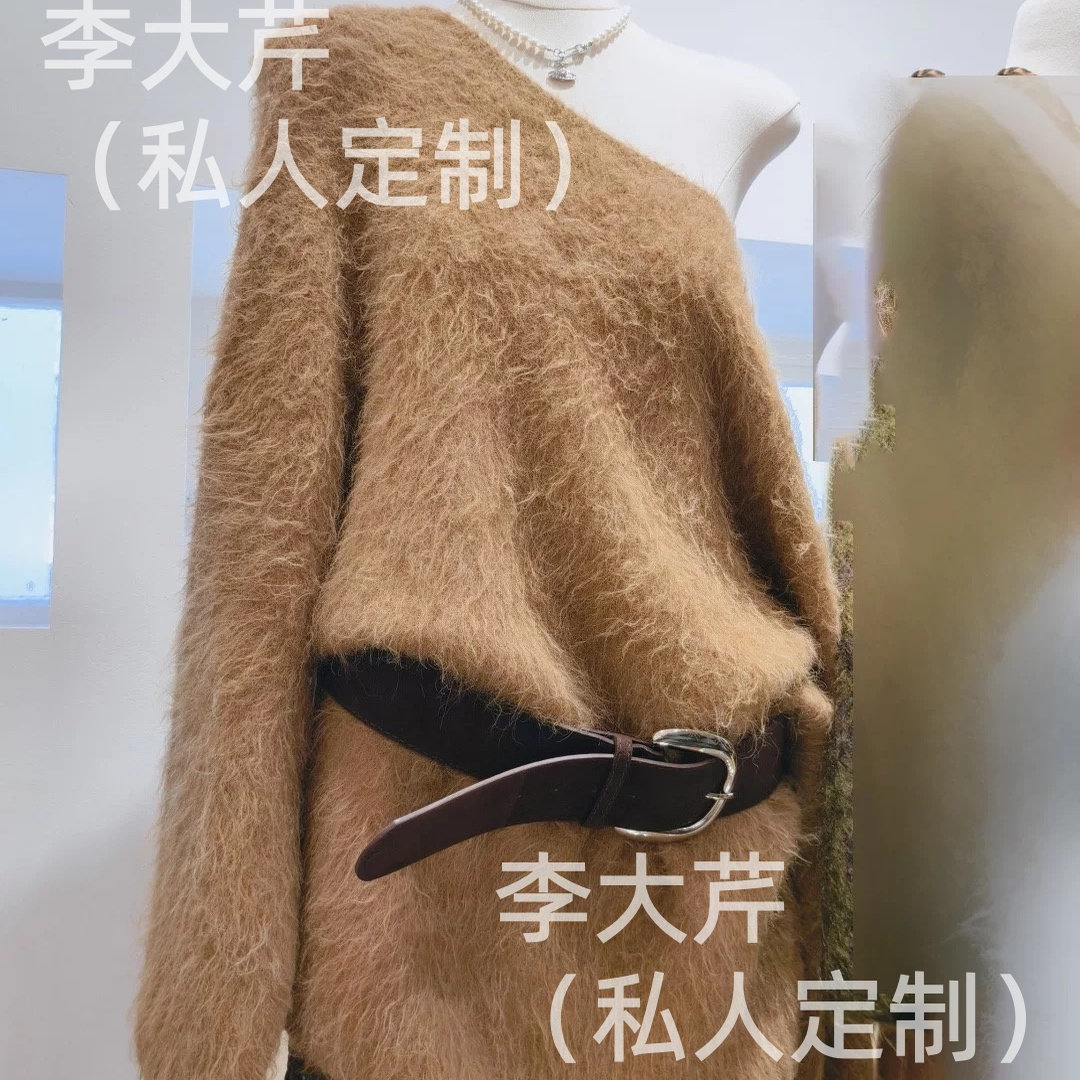 一字圆领毛衣  秋季韩版INS风性感精致宽松休闲洋气中长款上衣