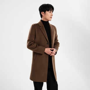 秋冬高端双面羊绒大衣男反季中长款宽松西装落肩羊毛呢子风衣外套