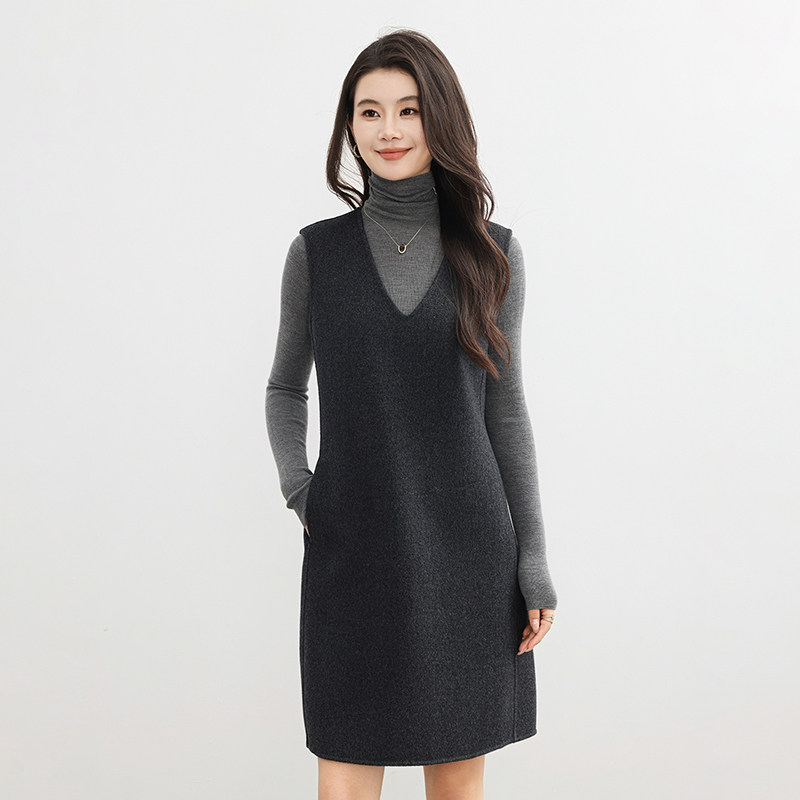 秋冬新款赫本风黑色毛呢马甲女连衣裙双面羊绒大衣女气质减龄百搭,女装/女士精品,连衣裙,淘宝优惠券,粉丝福利购,淘宝优惠卷