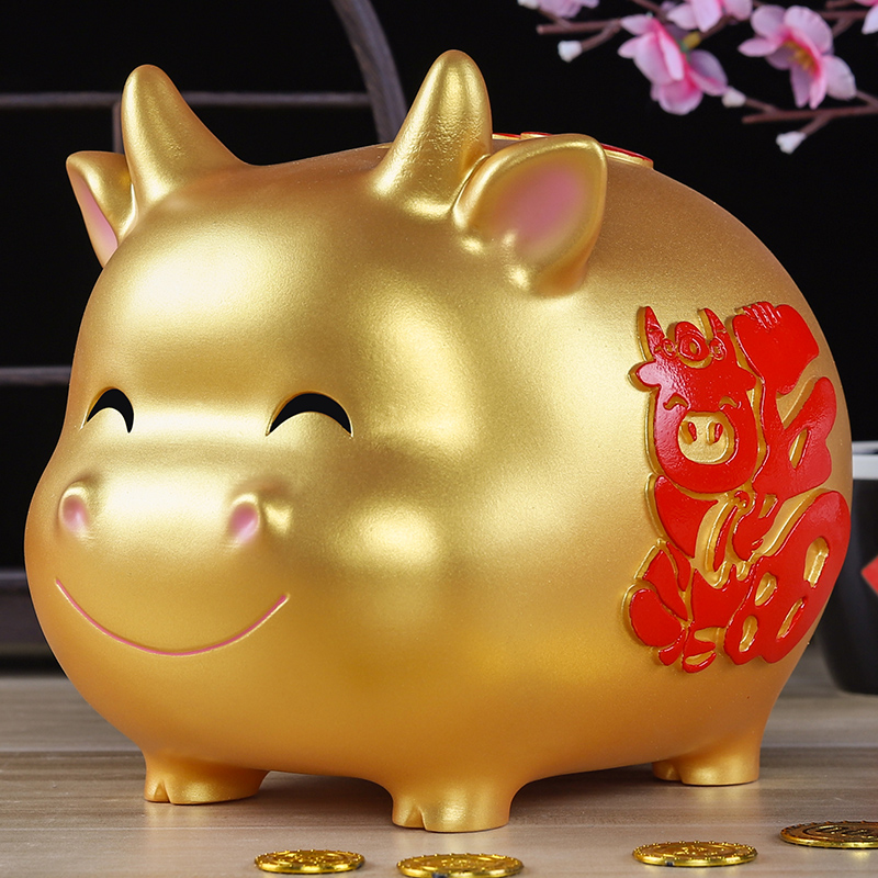 金牛存钱罐2021n新款牛年储蓄罐大人用防摔家用大容量儿童储钱男