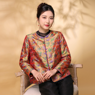 蝶恋蜀锦真丝加厚圆领宽松外套崔万志国风中式羊毛内胆保暖棉服女