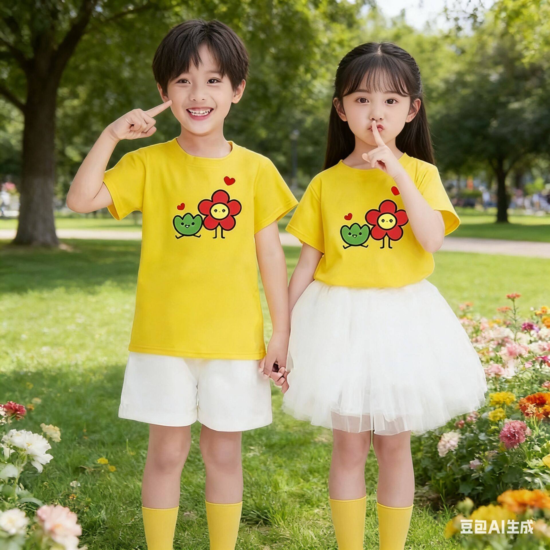 六一儿童大合唱表演服小花朵舞蹈服幼儿园可爱小红花纱裙演出服装