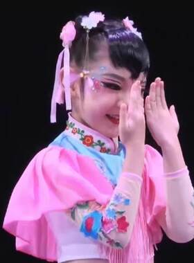 巧闺小序六一儿童古典舞钱鼓舞扇子舞民族风俏执扇打鼓服演出表演