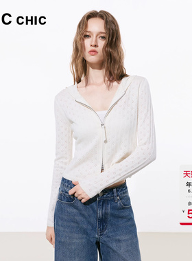LINCCHIC金羽杰2026年年春季新品修身连帽针织开衫女S261CR038Y
