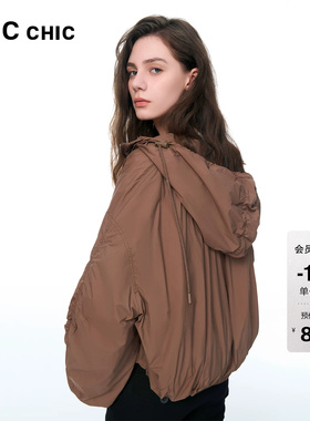 LINC金羽杰轻薄羽绒服女连帽超轻暖短款羽绒服外套夹克反季1041