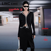 外套女上衣CR398Y 羊毛毛衣女针织开衫 绵羊毛 LINC金羽杰针织衫