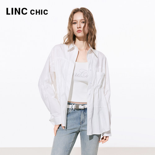 LINCCHIC金羽杰2026年春季新品浪漫褶裥造型感衬衫S261SH070Y