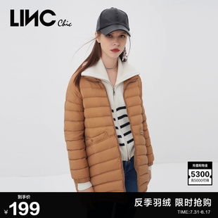 輕薄中長款 LINC金羽杰反季 羽絨服女襯衫 式 羽絨服女外套Y22802397