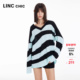 LINCCHIC金羽杰V领针织衫 上衣女条纹清爽防晒针织罩衫 女SW126Y