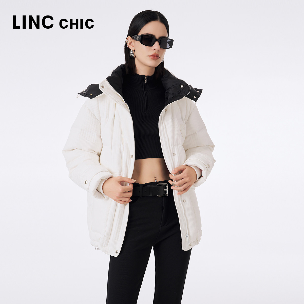LINCCHIC金羽杰短款羽绒服女款冬季新款都市轻奢面包服2193