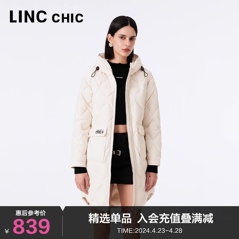 LINC金羽杰中长款轻薄羽绒服女2023新款外套女秋冬款Y23806180