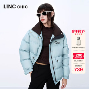 LINC金羽杰羽绒服女款冬季新款造型感短款面包羽绒服女Y24801123