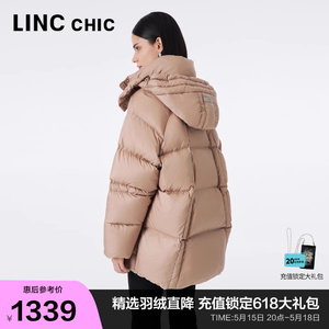 LINCCHIC金羽杰中长款羽绒服女冬季2023新款量感连帽面包服2221