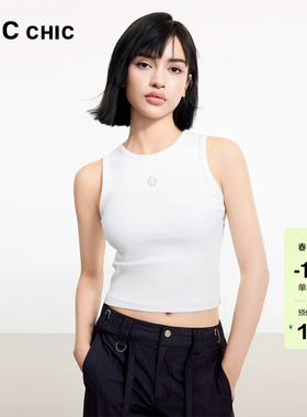LINC金羽杰夏季新款机能感小圆领宽肩吊带背心女内搭淡人穿搭431Y