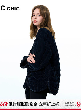 LINCCHIC金羽杰轻薄羽绒服女反季丝绒羽绒外套女上衣奶奶衫2116B