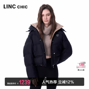 羽绒服女1188Y 落肩围裹感连帽短款 LINCCHIC金羽杰2025年冬季 新款